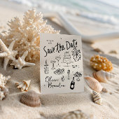 Hand-drawn whimsical line art wedding style einladung