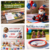 Patriotic Gnome Red Car Kid's Birthday Button