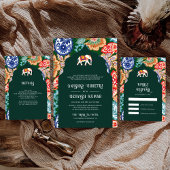 Details zur indischen Folk Art Elephant Emerald We Begleitkarte