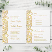 Gold Paisley Traditionelle indische Hochzeitsfeier Visitenkarten (Personalisiere diese Kollektion eines unabhängigen Creators.)