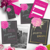 Kamelien-Hochzeit, rosa, graubraun Save The Date