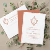 Terracotta Wedding Monogram Vintages Wappen (Personalisieren Sie die Kollektion dieses unabhängigen Creators. Test)