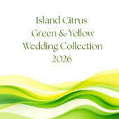 Island Citrus Green and Yellow Wedding Einladung