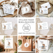 Es ist ein Junge mit Teddy Bear & Balloons Babydus Einladung