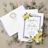 Italia Blue Watercolor Lemon Calligraphy Napkin Serviette (Personalisieren Sie die Kollektion dieses unabhängigen Creators. Test)