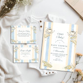 Italian Café Doodle Stripes Baby Shower Einladung