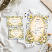 Italian Lemon Floral Frame Baby Shower Einladung