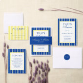 That's Amore Striped Blue & Yellow Wedding Einladung (Personalisiere diese Kollektion eines unabhängigen Creators.)