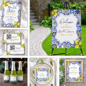 Italian watercolor tiles with lemon Bridal Shower Pappteller