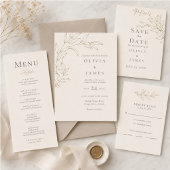 Elfenbein & Antik-Gold Botanisches Tischschild Tischnummer