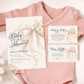 Baby in Bloom Elegant Bow Baby Shower Einladung