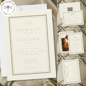 Ivory Cream Minimalist Frame Wedding Photo Save The Date