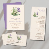 Ivory Cute Caterpillar Custom Baby Shower Menükarte