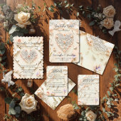 Ivory Lace Heart Floral Romantic Spring Softly Save The Date