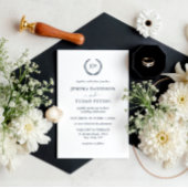 Elegante Script Monogram Wappen Wreath Wedding Einladung