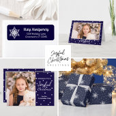 Weiße Schneeflocken mit Polka-Punkten Geschirrtuch