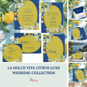 La Dolce Vita Blue Lemon Mediterranean Wedding Ankündigungspostkarte