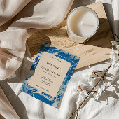 Blauer Marmor Moderne Gastgeschenk Hochzeit Quadratischer Aufkleber