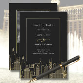 Las Vegas Black Gold Skyline Chic Hochzeitsprogram