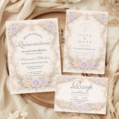 Lavender Blush Baroque Quinceañera Einladung