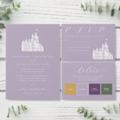 Lavender Vintage Castle Illustration Wedding Platzkarte (Personalisiere diese Kollektion eines unabhängigen Creators.)