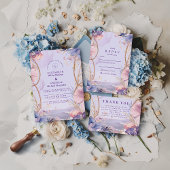 Lavender Coastal Seashell Rope Wedding Einladung