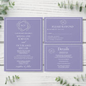 Lavendel Monogram Wappen Tischnummer Card (Personalisiere diese Kollektion eines unabhängigen Creators.)