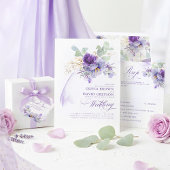 Lavender Flowers Botanical Chic Wedding RSVP Karte