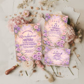 Lavender Rose Gold Garden Quinceañera Einladung