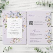 Lavendel-Wildblumenwiese-Garten-QR-Code-Hochzeit Einladung (Personalisiere diese Kollektion eines unabhängigen Creators.)