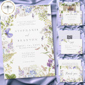 Lavender Wildflower Garden White Romantic Wedding Einladung