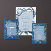 Moderne Classic Blue Blätter Geometric Gold Weddin Serviette (Personalisiere diese Kollektion eines unabhängigen Creators.)