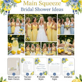 Lemon Blue Floral Citrus Brautparty Pappteller