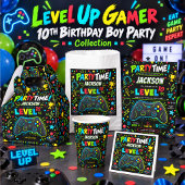 Level Up Gamer 10. Geburtstag Junge Party Button