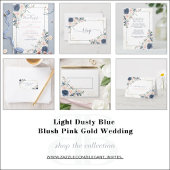 Light Dusty Blue Blush Pink Gold Floral Wedding Einladung