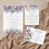 Elegante lila Lavendelrosen Hochzeits-QR-Code RSVP Karte (Personalisiere diese Kollektion eines unabhängigen Creators.)