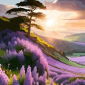 Lilac Blooms: Hillside Art am Sonnenuntergang Leggings