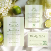 Light Olive Green Wedding RSVP Karte