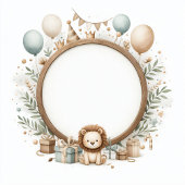 Einladung zum Geburtstag mit Löwe-Rahmen für Foto