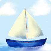 Little Blue Sailboat Boys Babydusche Serviette