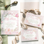 Pink Butterfly Floral Place Card Platzkarte