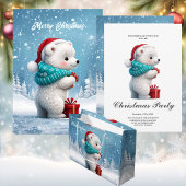 Kleiner niedlicher Babybär mit Weihnachtshut Einladung