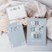 Boho Retro Daisy 1st Blue Groovy Birthday Pappteller