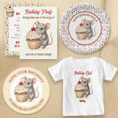 Cute Mouse and Cupcake Personalized Birthday Wimpelkette
