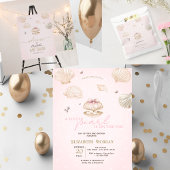 Little Pearl Seashells Dots Baby Shower Quadratischer Aufkleber