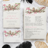 Pink Damask & Grey Bird Cage Wedding Magnet