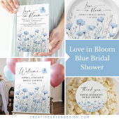 Love In Bloom Blue Bridal Shower Paper Plates Pappteller