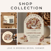Love is Brewing Floral Coffee Heart Bridal Shower Banner