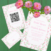 Love Is In Bloom Pink Floral Bridal Shower Pergament Einladungen