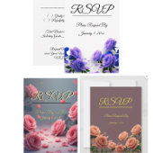 Liebe ist in Blüte - RSVP - Rosa Rosen Hochzeit Karte